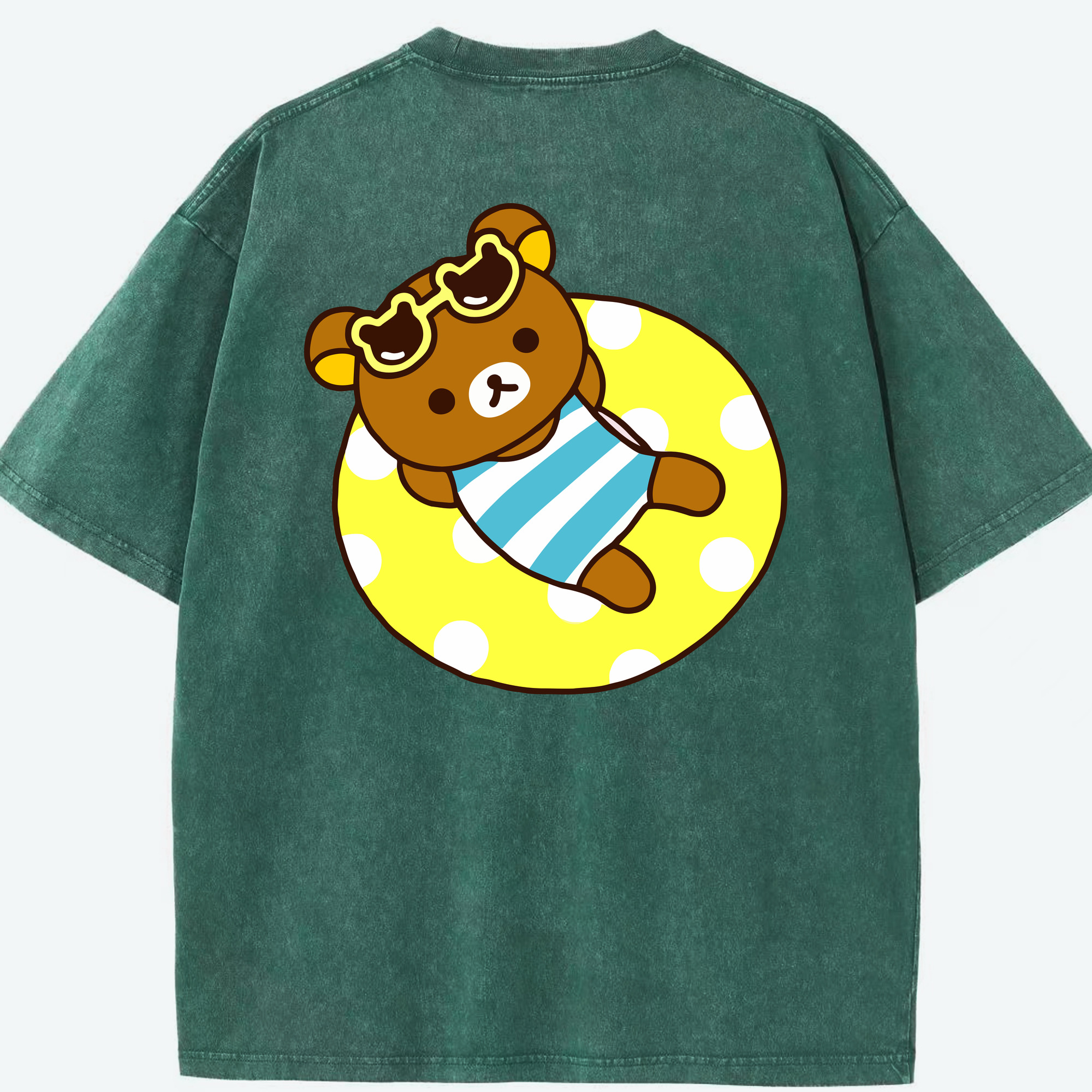 （画像用） リラックマ リラックマ キイロイトリ Rilakkuma Korilakkuma Kiiroitori 綿100% ヴィンテージ風 半袖Tシャツ（背面プリント）